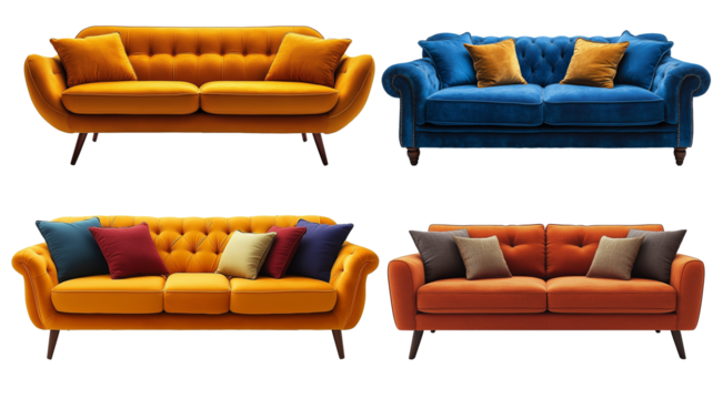yellow and blue sofa isolated on white