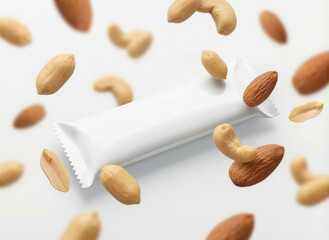 Protein bar packaging, falling nuts