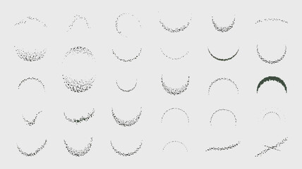 Obraz premium Various styles of curved lines and arcs in black and white illustration
