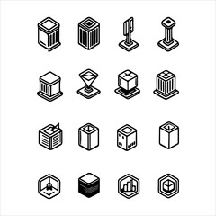 A Dynamic Global 16 Business Icons Symbol, Showcasing Corporate Growth and Strategy in a FlatDesign Minimalist Vector for Digital Finance Success Development.