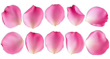 Fototapeta premium A set of pink rose petals arranged in two rows