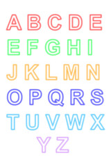 Neon outline English alphabet