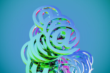 Reflective at signs (@) on a heap. Concept for 