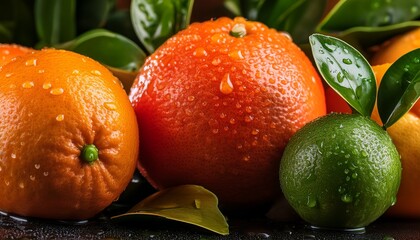 Natural Citrus Fruits With Dewy Texture Macro Wallpapers