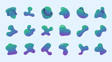 Colorful abstract shapes and forms in vibrant purple and green tones, modern design elements