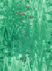 Abstract view of Christmas trees and pine needles shows color contrasts  with gentle blur offering zig zag forms of nature for background celebration events.