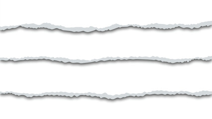 Three horizontal strips of torn paper with ragged edges and subtle drop shadows, for graphic design use vector illustration