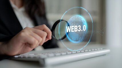 The global impact of the Web 3.0 next generation internet. A futuristic concept of a worldwide decentralized network and digital transformation. Motif