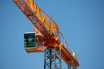 construction crane on blue sky background