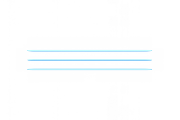 Three blue glowing parallel lines creating a futuristic abstract light effect on transparent background