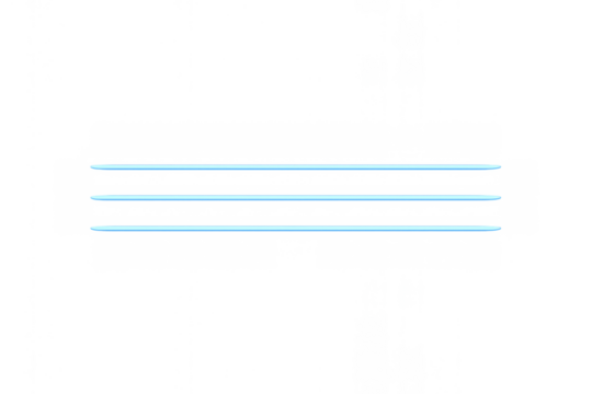 Three blue glowing parallel lines creating a futuristic abstract light effect on transparent background - Powered by Adobe