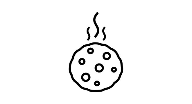 Hot cookie meal black white icon