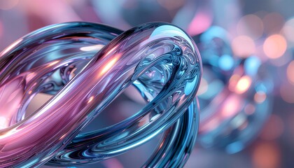 Grafika przedstawiająca szklane zawinięte walce w kolorach niebieskiego i różowego
