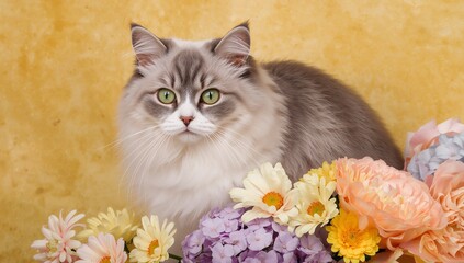 cat with flower