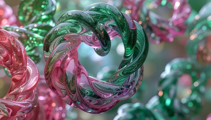 Szklane serce w kolorach zieleni i różu
