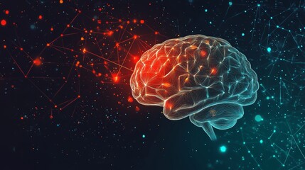 Intricate Abstract Illustration of Financial Intelligence and Mental Acuity with Brain Connectivity