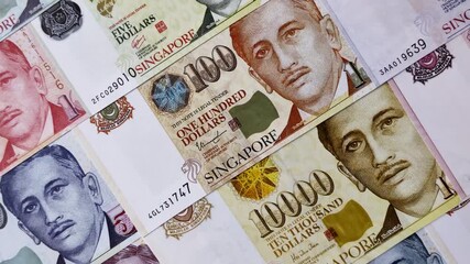 Money, currency of Singapore, dollar banknotes of various denominations. Singapore money as a financial background for your design