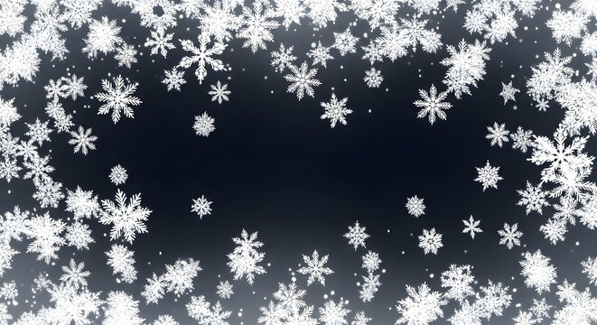 Snowflakes falling on a dark background winter theme