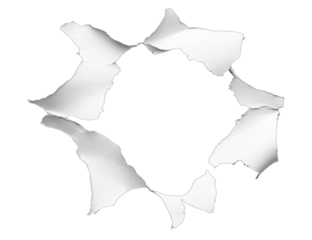 A close-up view of a torn paper sheet with irregular edges