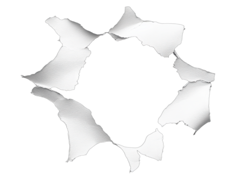A close-up view of a torn paper sheet with irregular edges