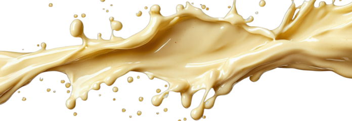 Rich and creamy milk splash with droplets flying around