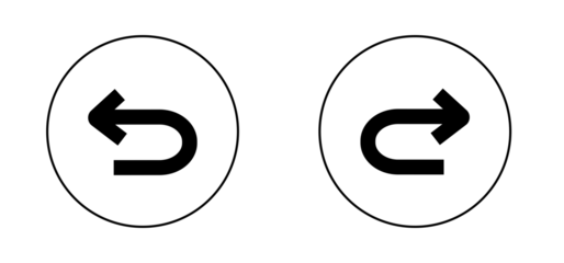 black back and forward undo and redo arrow icon inside white circle