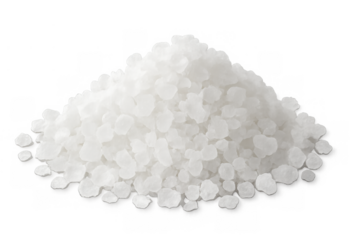 Pile of refined sea salt crystals, vital for cooking, seasoning, and keeping food fresh, isolated on a clear backdrop