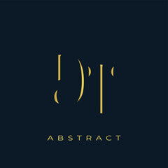Fototapeta premium DT Abstract Golden Logo Design. Abstract Golden Symbol Composition on a Dark Navy Blue Background