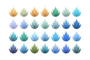 Colorful Abstract Flame-like Shapes Arranged in a Grid Pattern.