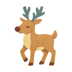 Obraz premium PNG Cute reindeer paper craft illustration.