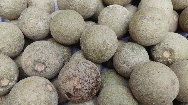 Fresh Wood Apples Displayed in Market