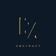 EZ Abstract Golden Logo Design. Abstract Golden Symbol Composition on a Dark Navy Blue Background