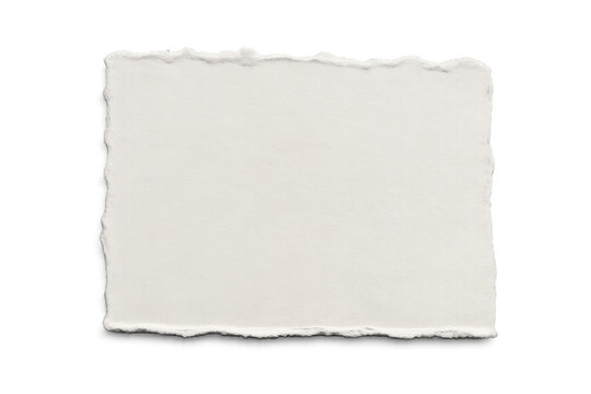 Blank white paper piece with torn edges, creating a textured background and copy space for notes or messages