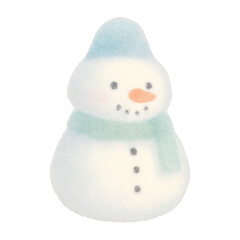 PNG Fluffy snowman with pastel colors.