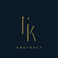 FK Abstract Golden Logo Design. Abstract Golden Symbol Composition on a Dark Navy Blue Background