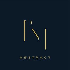 FM Abstract Golden Logo Design. Abstract Golden Symbol Composition on a Dark Navy Blue Background