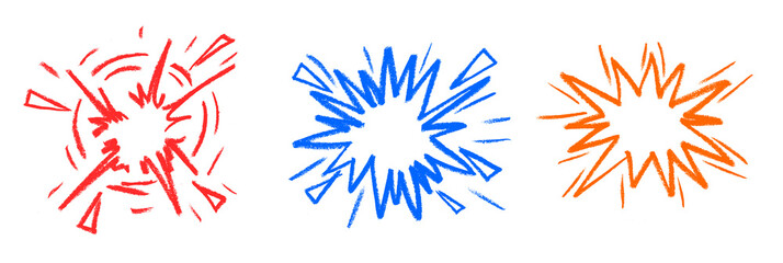 Cartoon Boom Explosion Crayon Chalk Drawing PNG Transparent © Grunge Designs