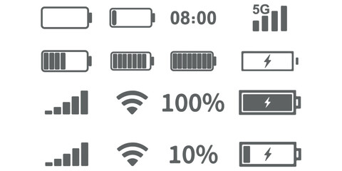 Status bar symbol modern, simple, vector, icon for website design, mobile app, ui. Vector
