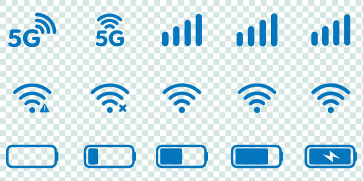 Status bar icon. Status bar phone icon vector illustration. Set of android status bar icon vector set. Smartphone notification icon vector set.