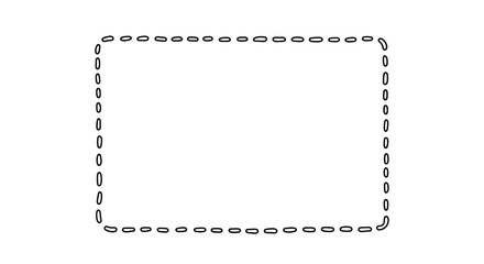 Hand Drawn Doodle Rectangular Frame with Rounded Corners and Dashed Outline Vector