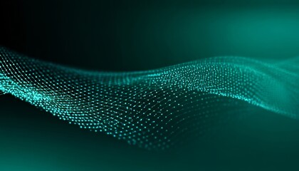 Vibrant Emerald Connections in Abstract Data Network Visualization with Futuristic Wave Elements