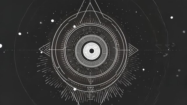Abstract Geometric Digital Art: Layered Circle Pattern in Black and White - Modern Minimal Design | Futuristic Technology and Monochrome Symmetry
