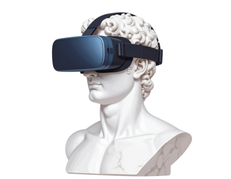 VR Başlığı Takmış İzole Mermer Büst