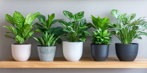 Fototapeta premium Indoor Plant Showcase Aesthetic Display of Varied Indoor Plants for Modern Home Dcor.