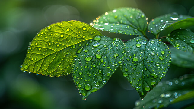 green leaf with water drops
