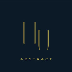 HU Abstract Golden Logo Design. Abstract Golden Symbol Composition on a Dark Navy Blue Background