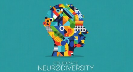 Celebrate neurodiversity with this vibrant geometric design showcasing cognitive diversity and inclusion for a more understanding and accepting world now