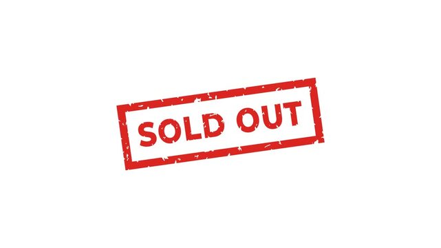 4K animation of Sold Out Red Stamp Sign With Bold Text For Retail, Shop, And Marketing Use.