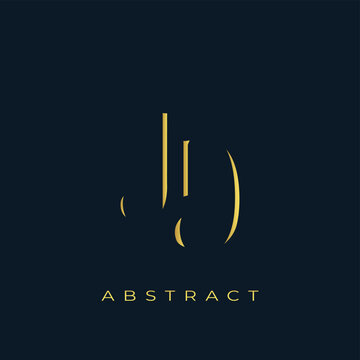 JD Abstract Golden Logo Design. Abstract Golden Symbol Composition on a Dark Navy Blue Background