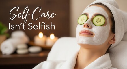 Relaxing at the spa with a revitalizing facial mask and cucumber eye treatment for radiant skin and a refreshed, rejuvenated feel